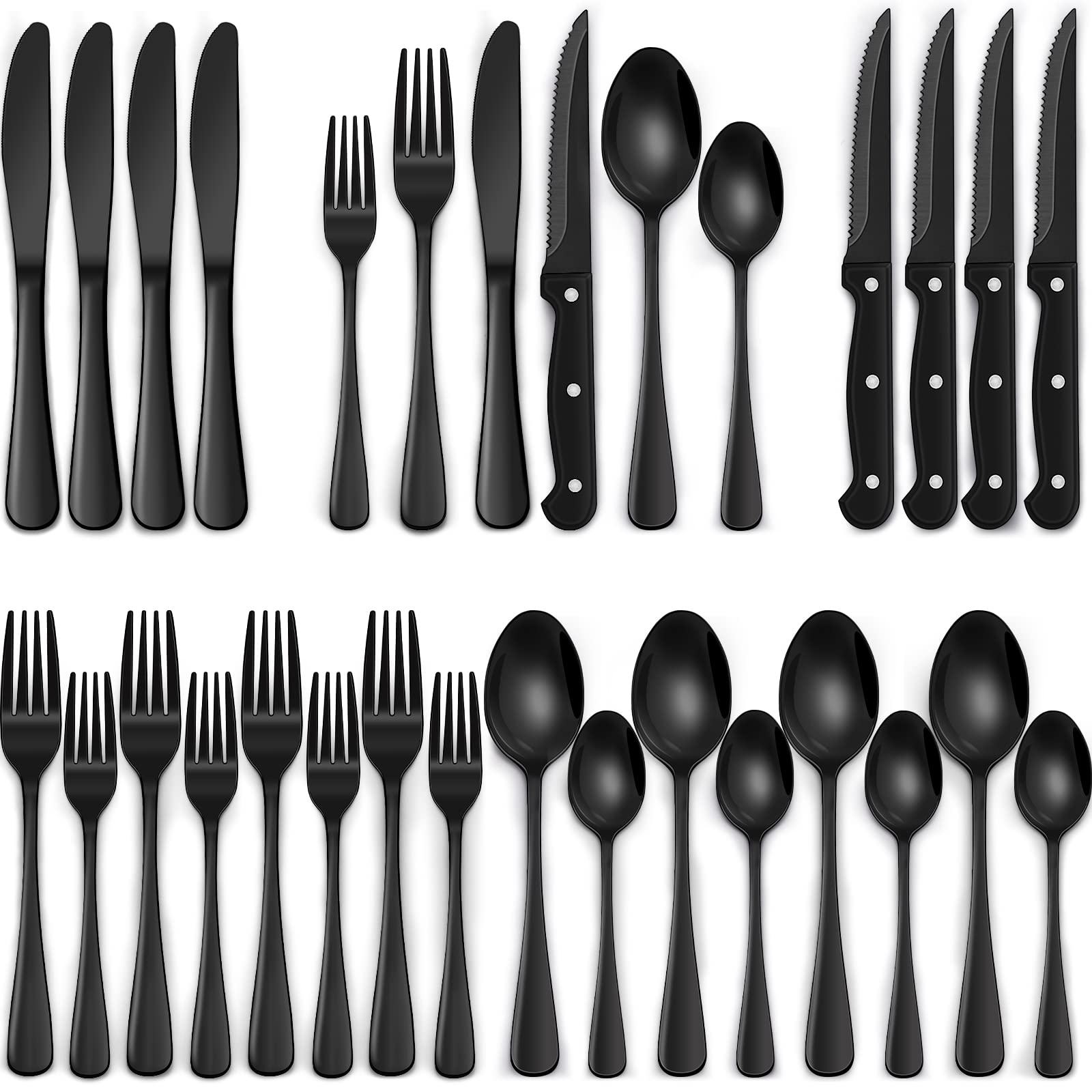 EWFEN black silverware set with dinner forks for stylish meals and modern dining