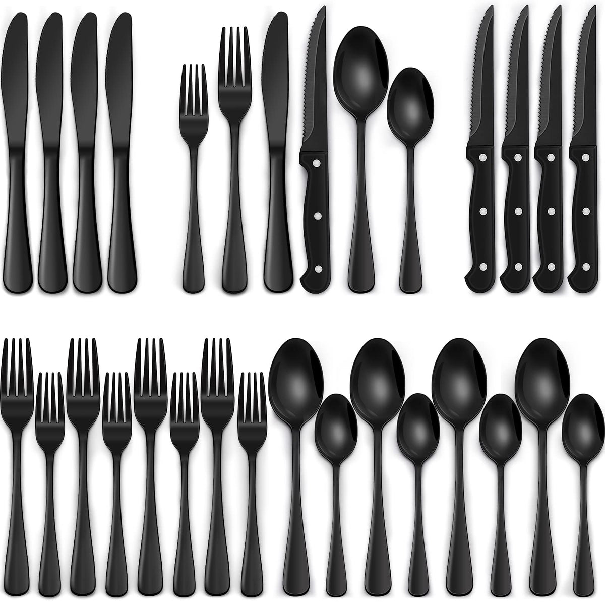 EWFEN black silverware set with dinner forks for stylish meals and modern dining