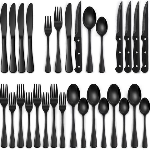 EWFEN black silverware set with dinner forks for stylish meals and modern dining