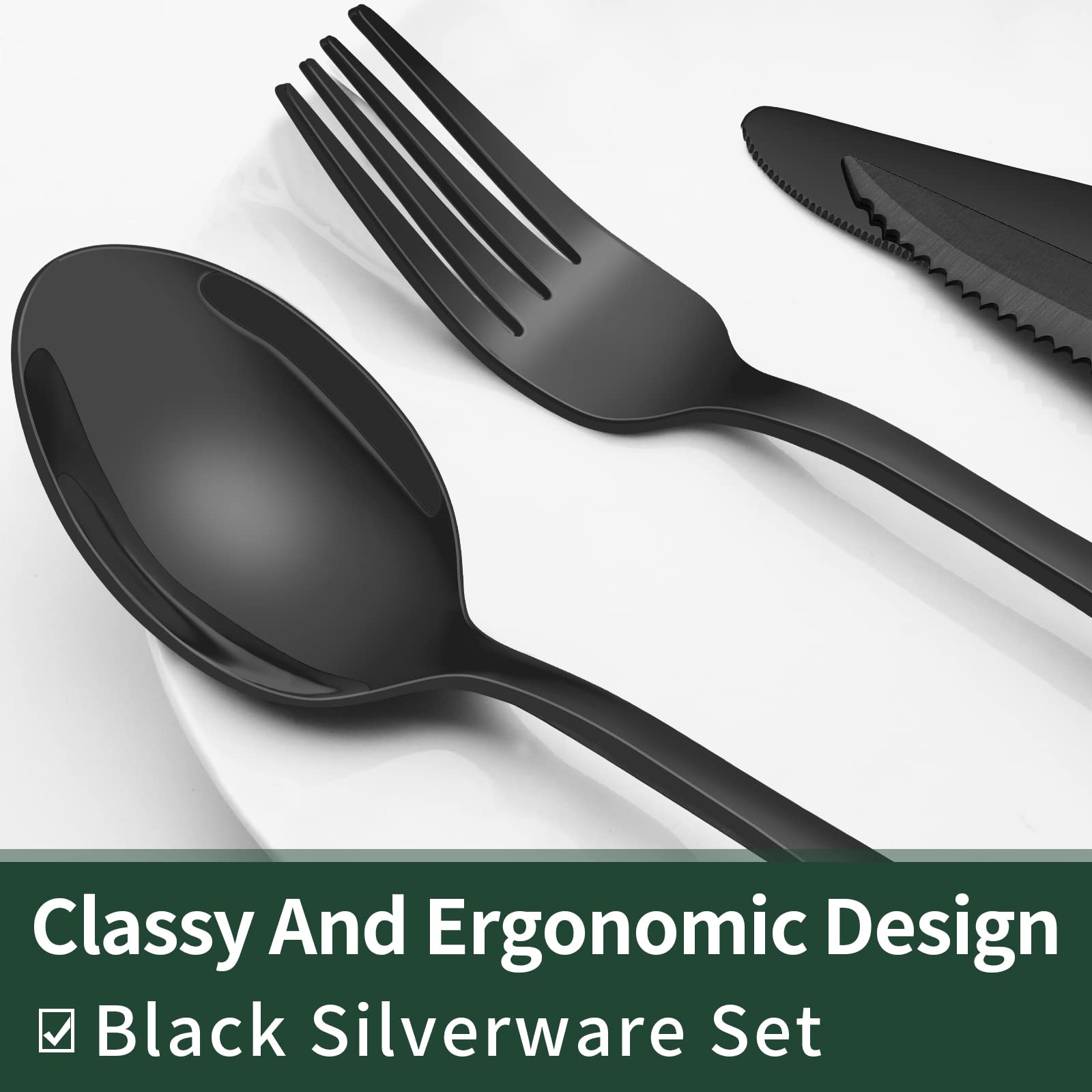 EWFEN black silverware set with dinner spoons for versatile table use
