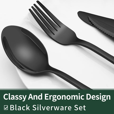 EWFEN black silverware set with dinner spoons for versatile table use