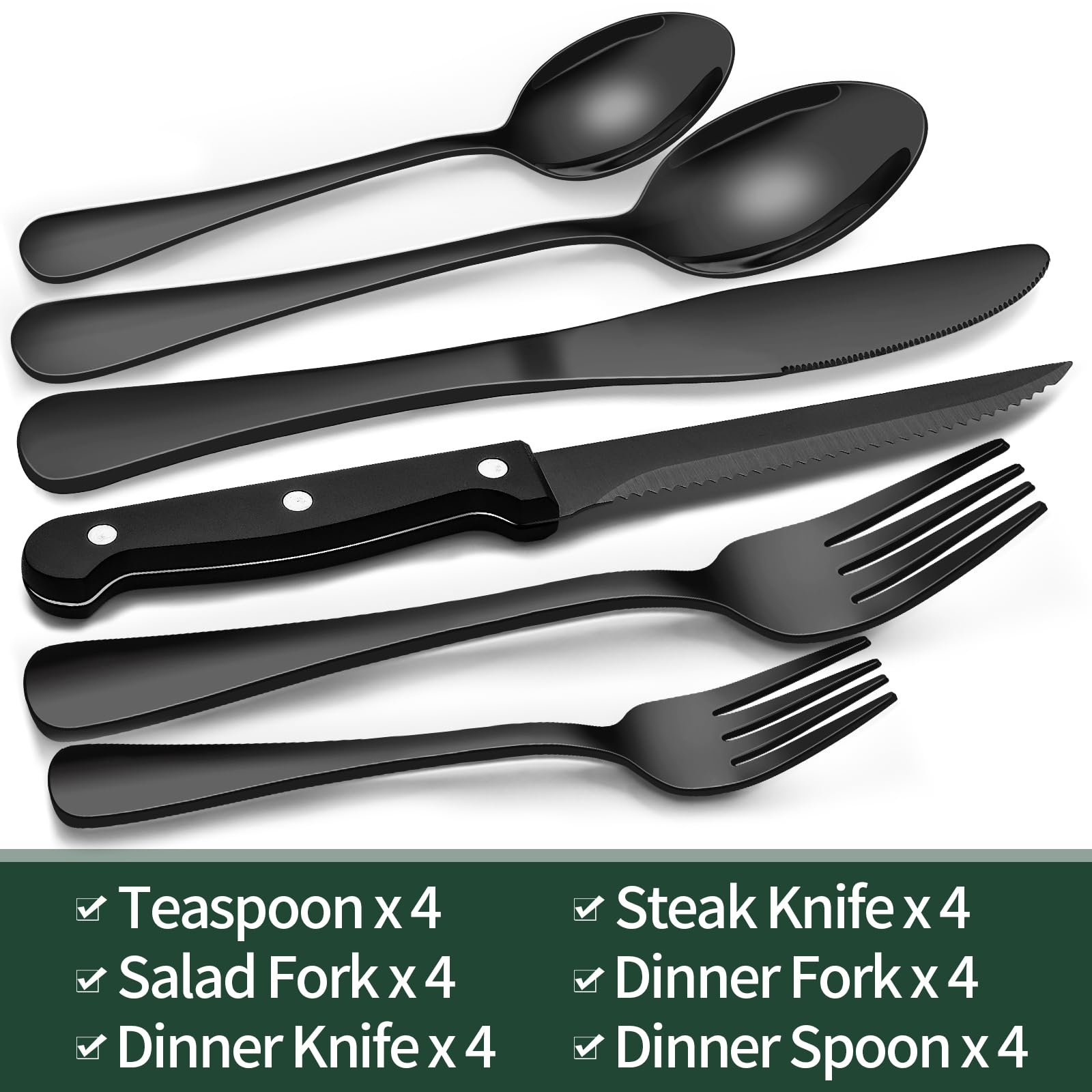 EWFEN black silverware set with salad forks adding refined elegance to meals