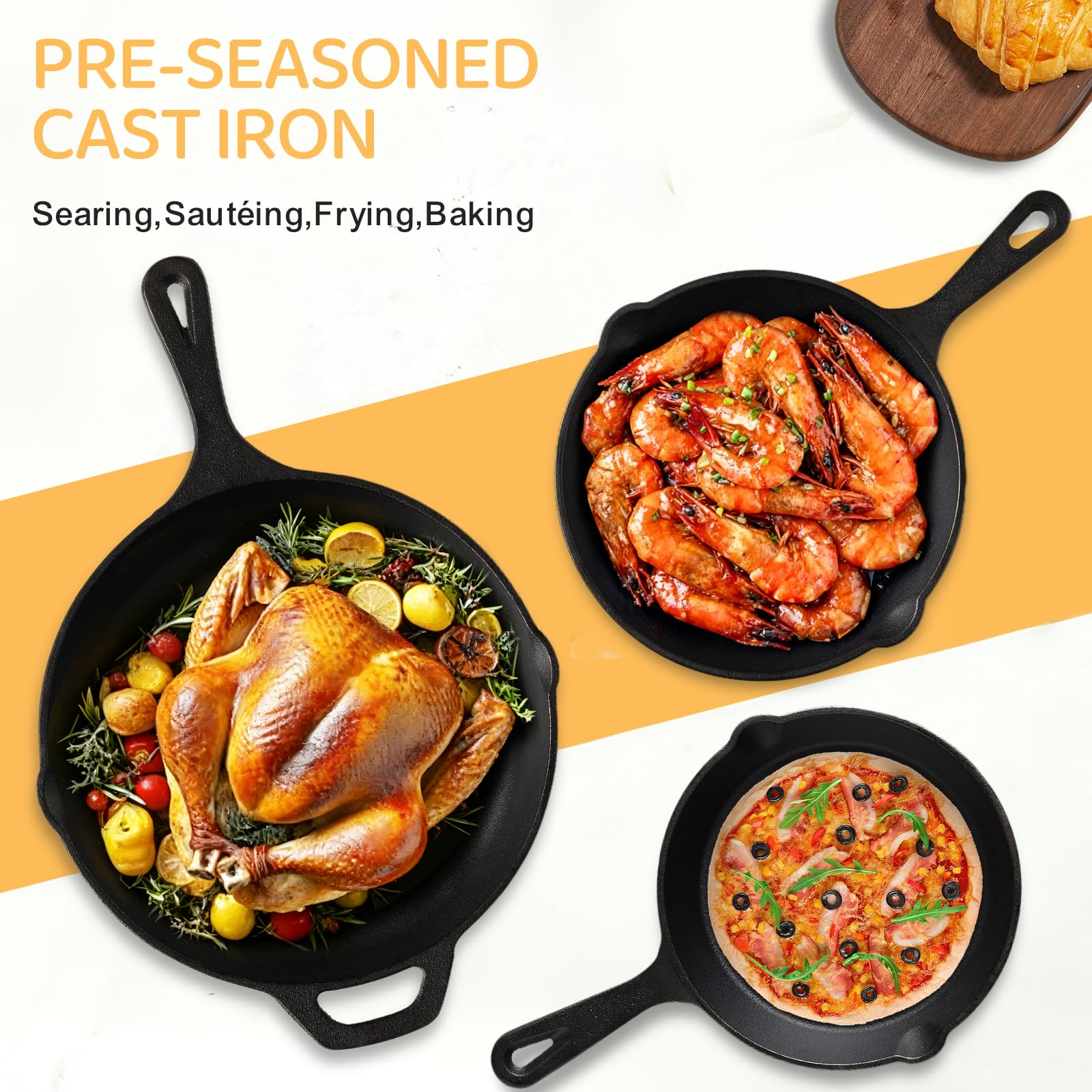 EWFEN 8-inch skillet on stove showing even heat distribution for perfect searing