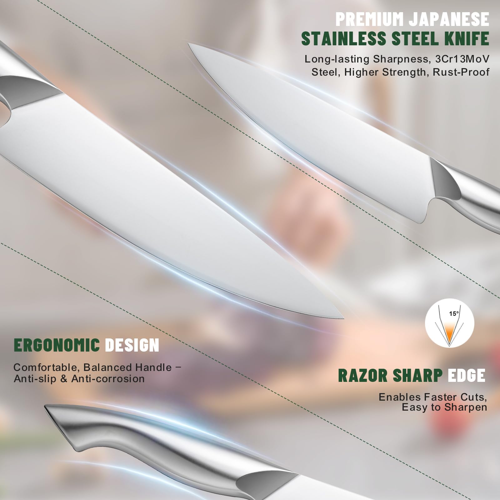 EWFEN chef knife in action for effortless slicing and dicing.