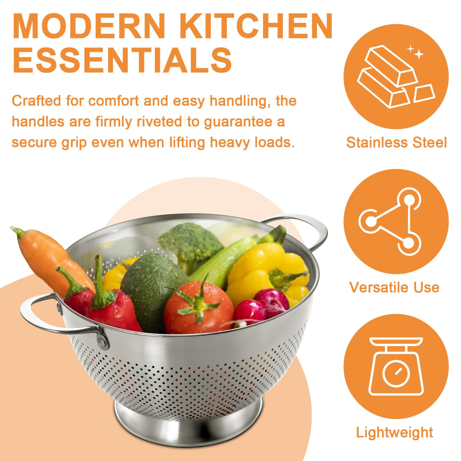 ewfen raised-base colander keeps water away from food and counters.