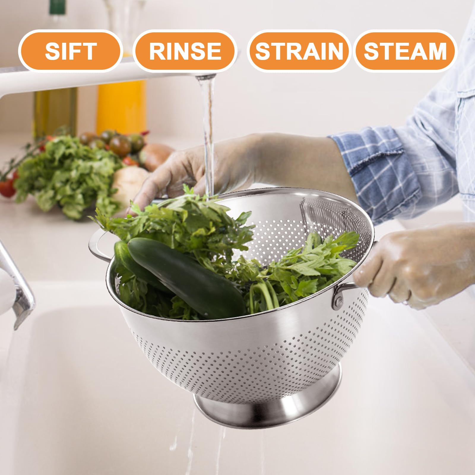 ewfen sturdy mesh with riveted handles for lasting kitchen use.