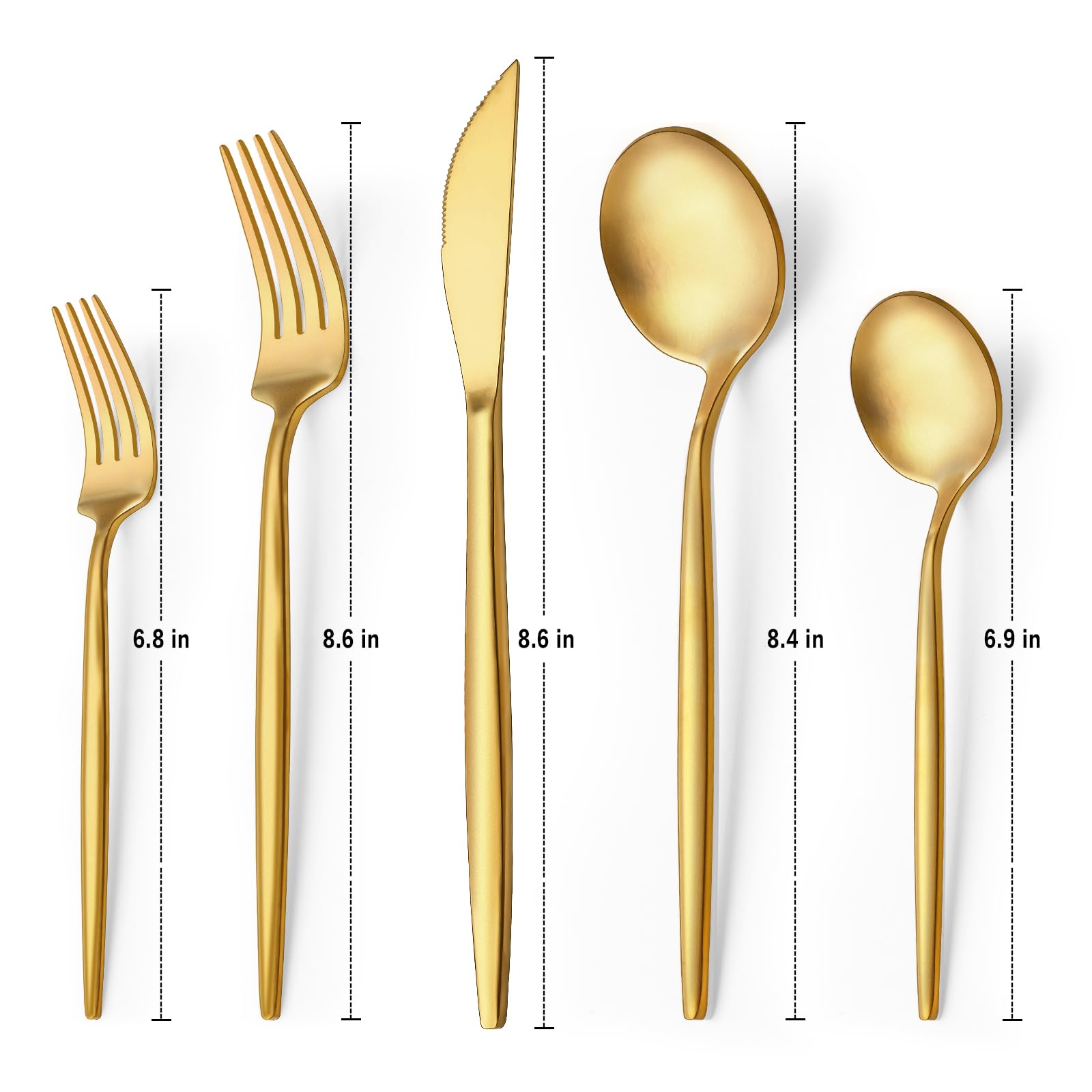 ewfen dinner knives and spoons arranged on a clean setting, rust-resistant for long-lasting use.