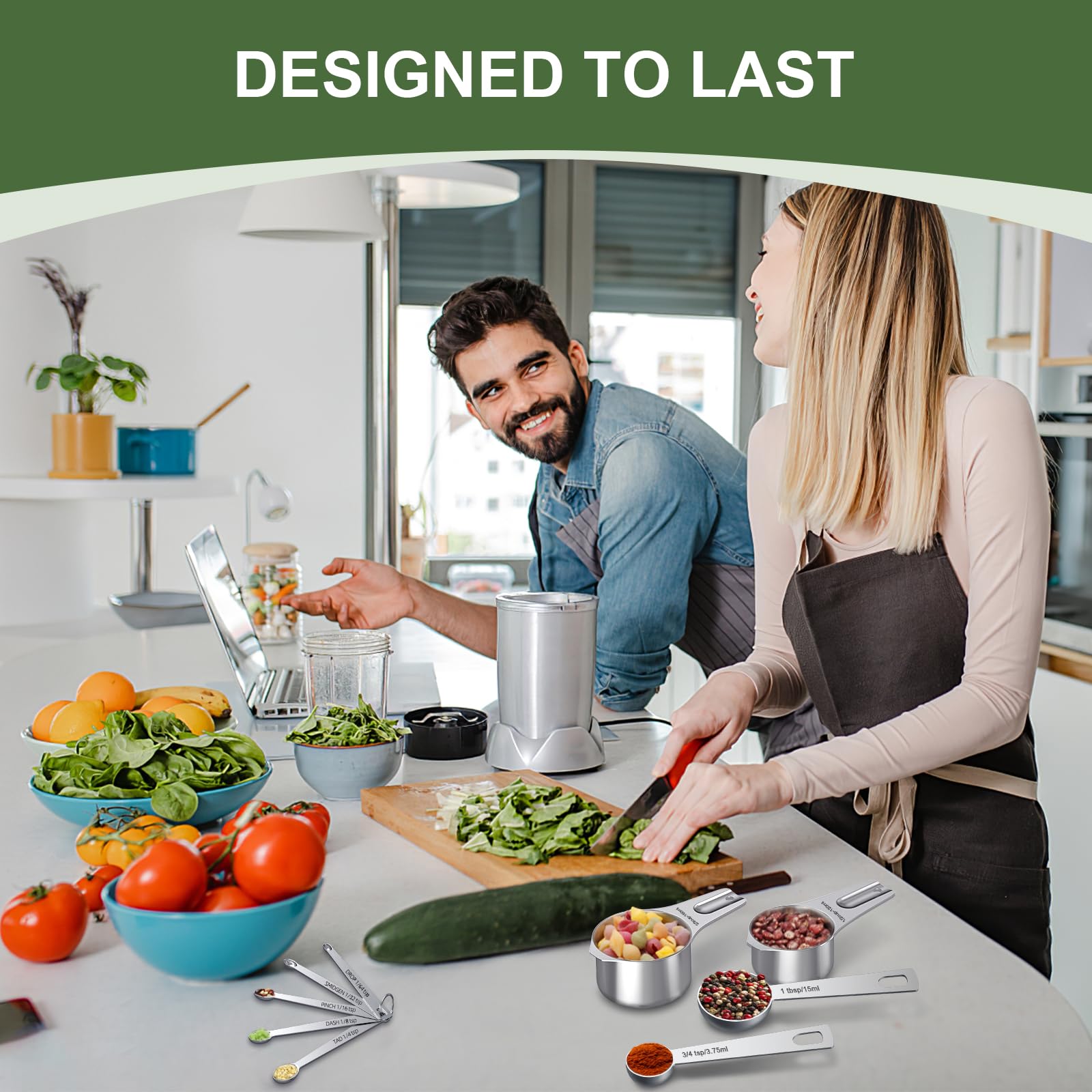 EWFEN dishwasher-safe kitchen measuring set simplifies cleaning after meals.