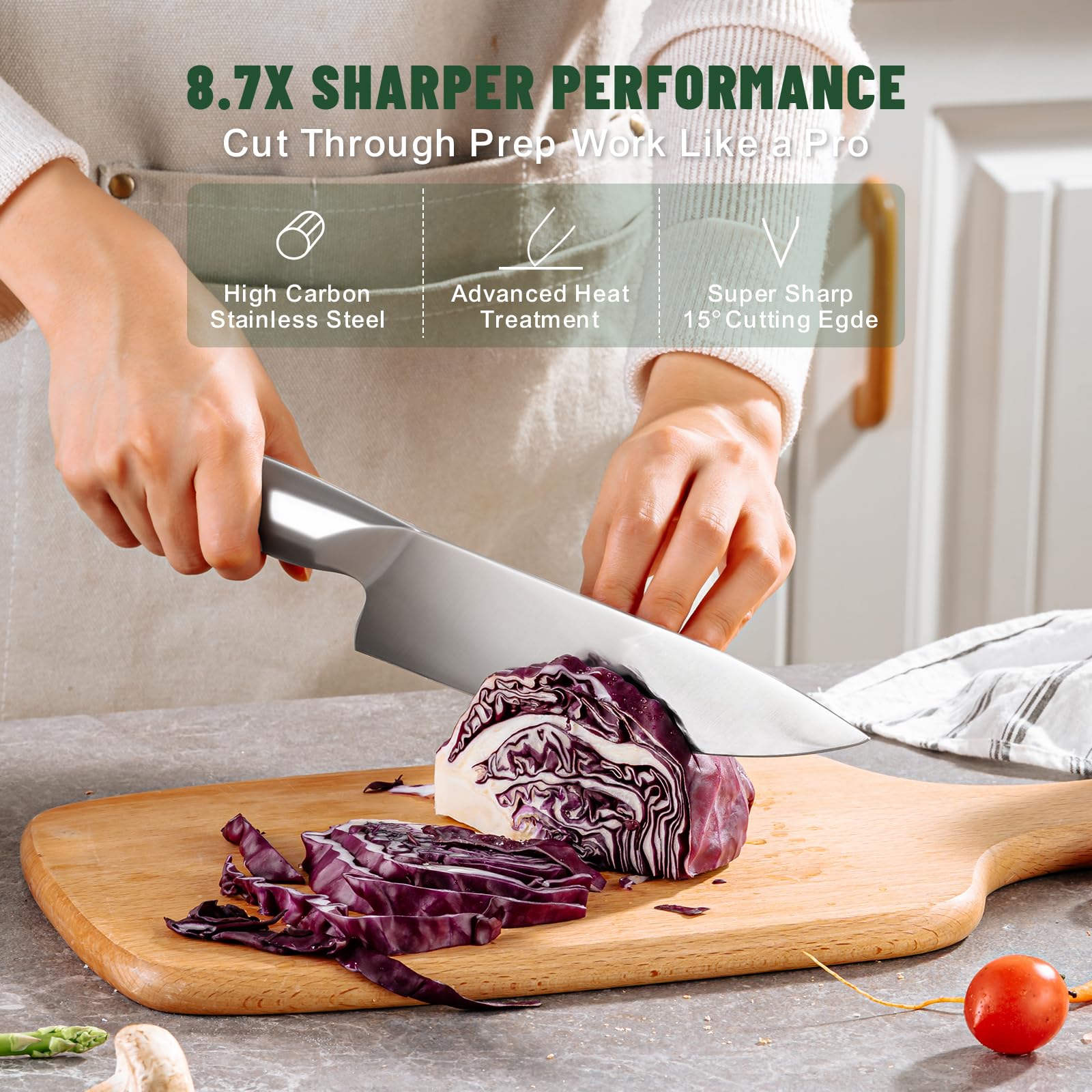 EWFEN German stainless steel blades delivering lasting sharpness and rust resistance.