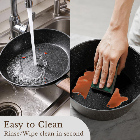 EWFEN glass lid and stay-cool wood-grain handle in use