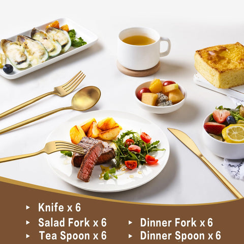ewfen gold silverware gift set in elegant packaging, a thoughtful wedding or housewarming present.