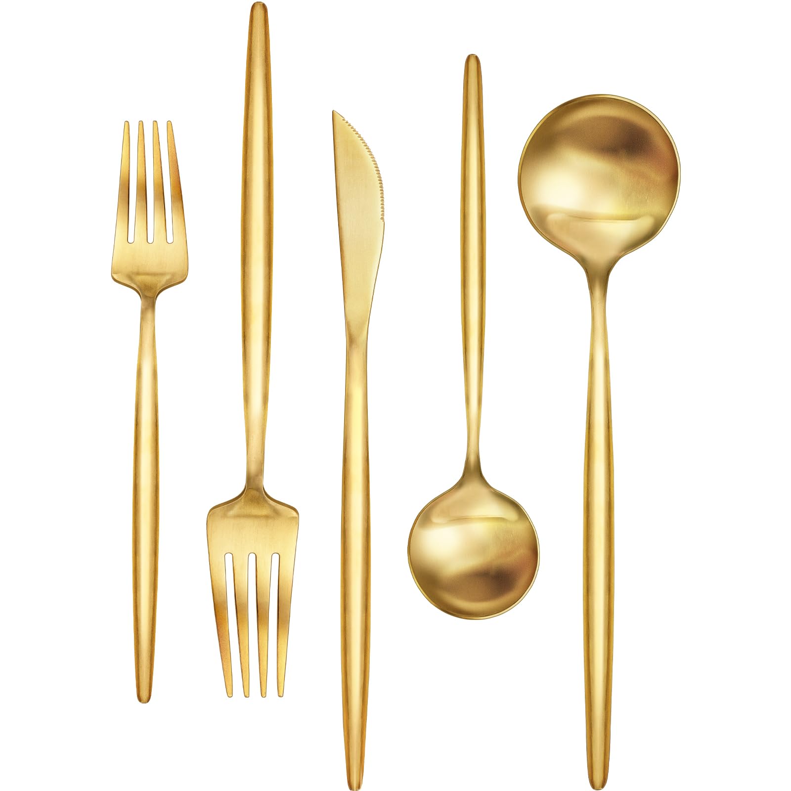 ewfen gold silverware set for six on table, elevating everyday meals with upscale design.