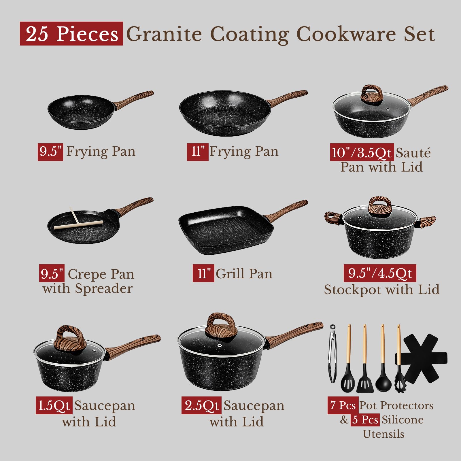 EWFEN granite nonstick coating close-up showing smooth food release