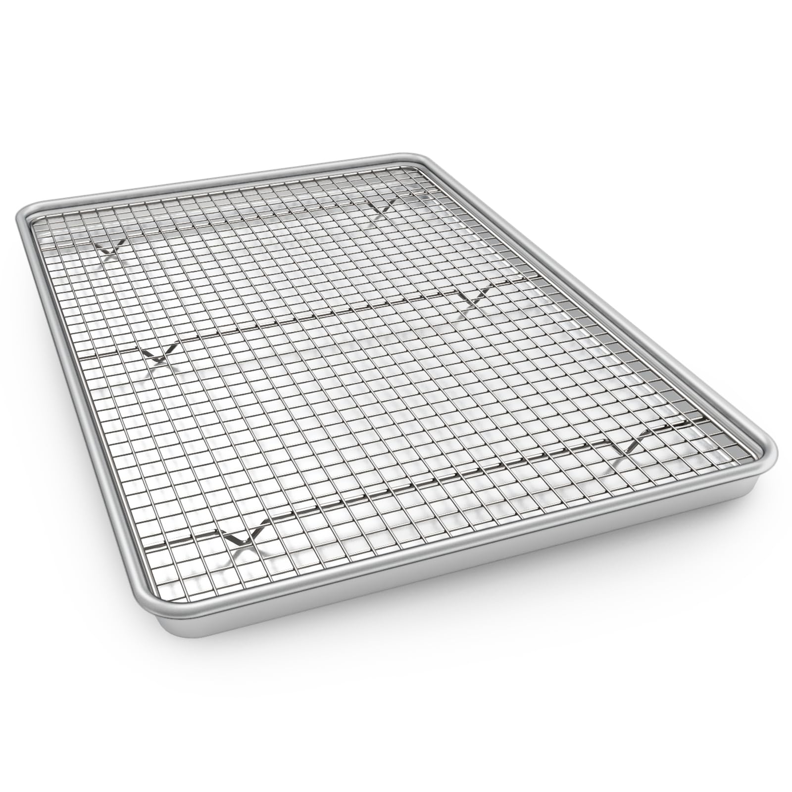 EWFEN half sheet pan with rack set front view for sturdy bake and included rack