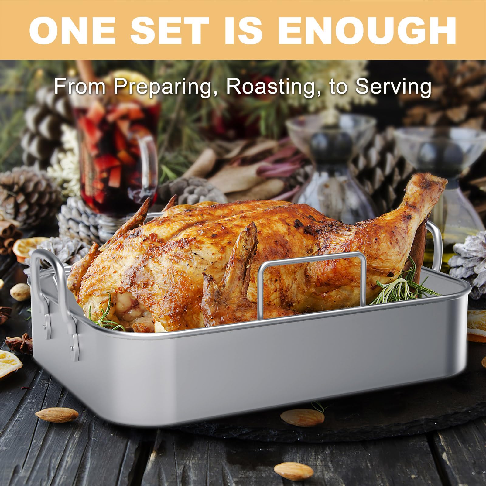 EWFEN lasagna and vegetables roasting pan ready for multi-dish meals