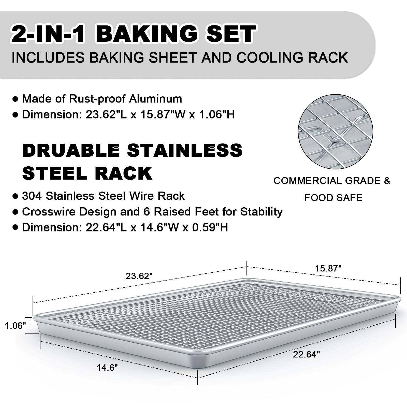 EWFEN natural aluminum cookie sheet delivers even heat and easy release