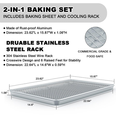 EWFEN natural aluminum cookie sheet delivers even heat and easy release