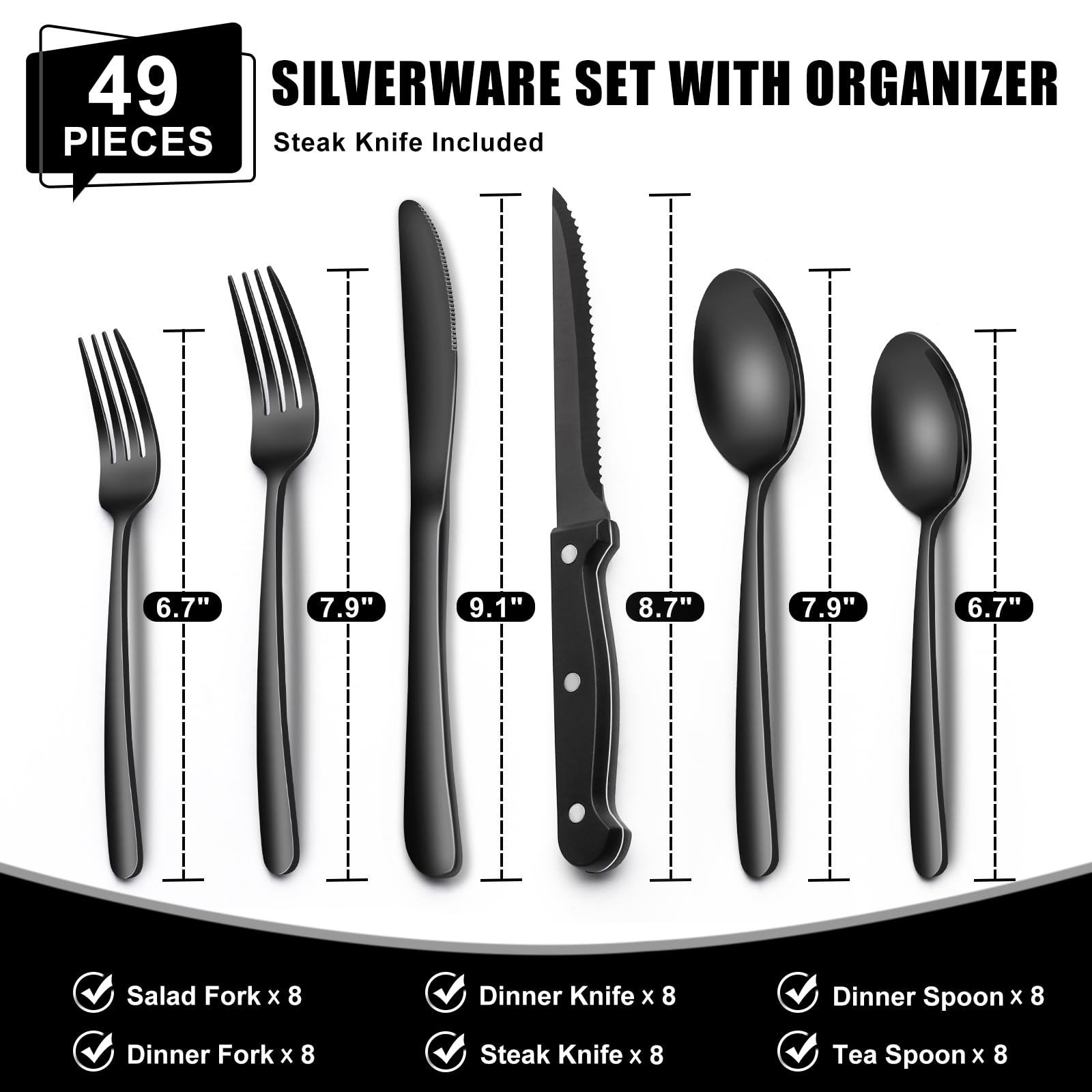 EWFEN organizer drawer with six compartments keeping silverware neatly organized.