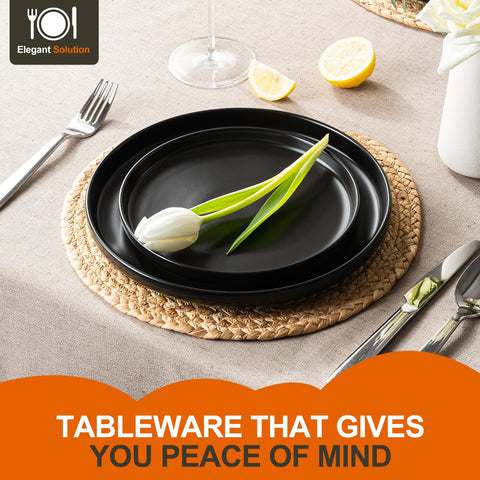EWFEN 10.25-inch dinner plates featured in matte black finish for an elevated dining look