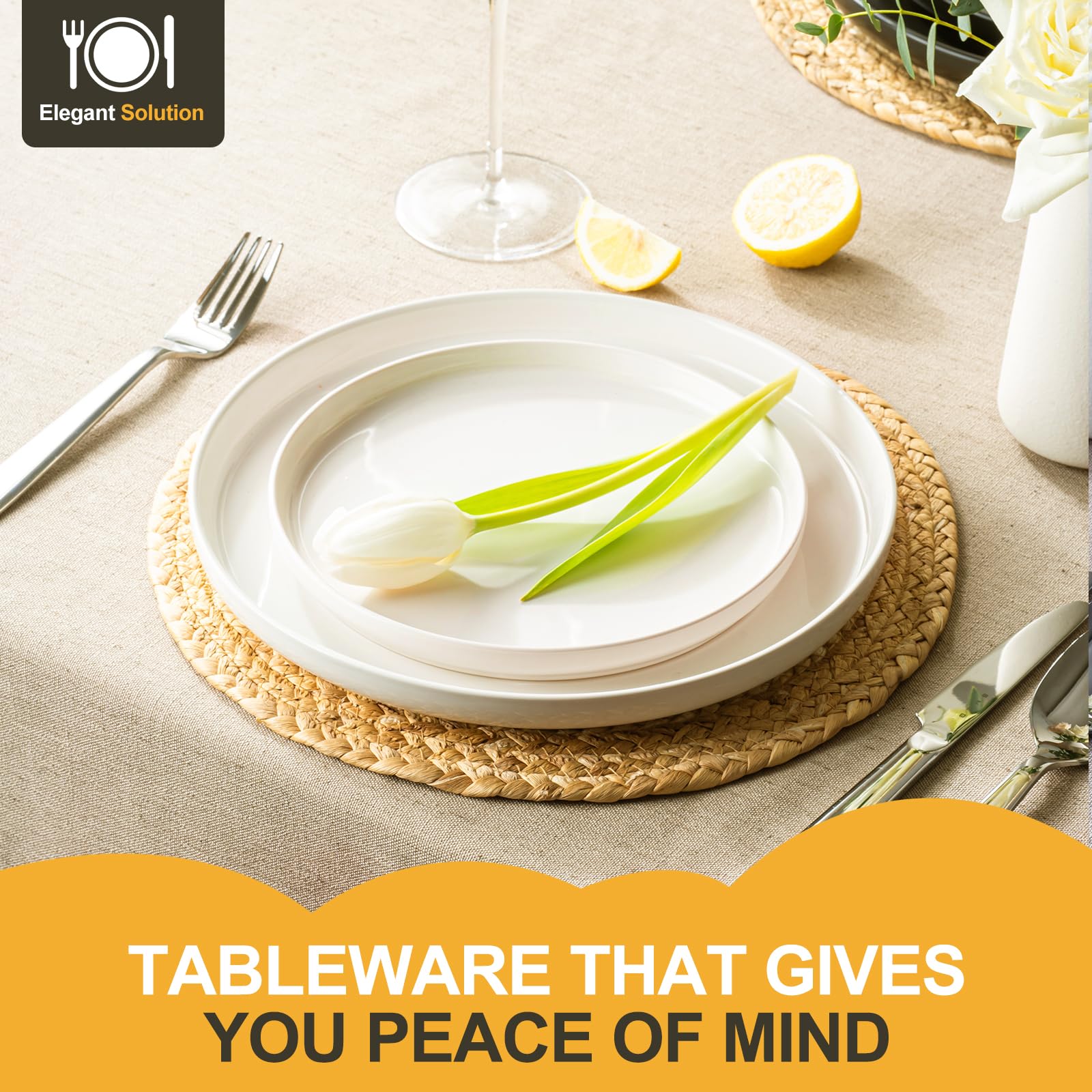 EWFEN sesame speckle salad plate adds contemporary table look