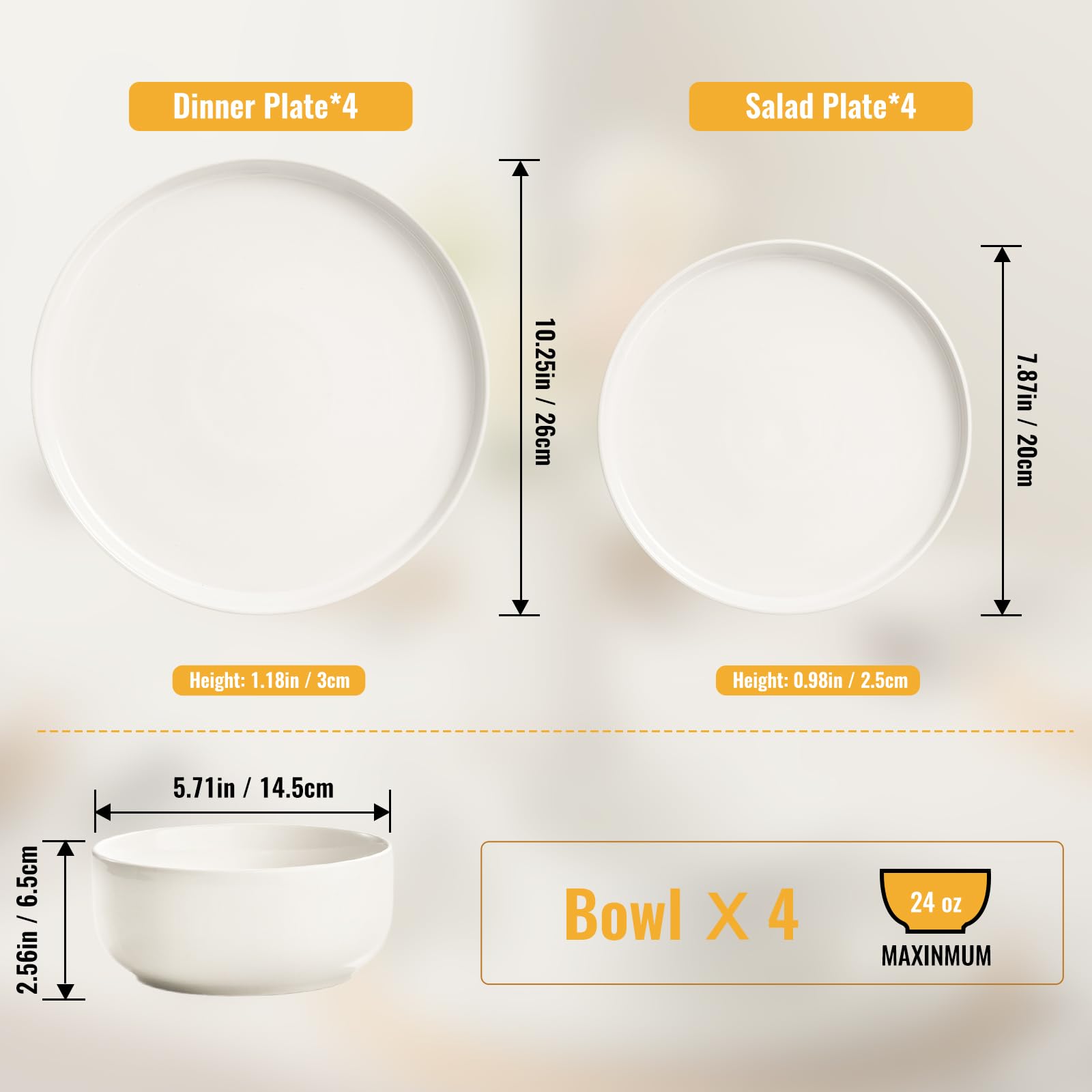 EWFEN stackable dinnerware set for compact storage