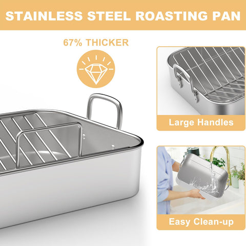 EWFEN removable heavy-duty rack elevates meat for drips-free roasting