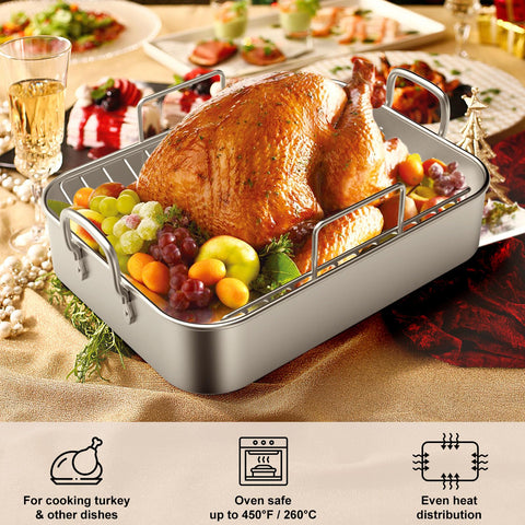 EWFEN roasting pan with fixed handles for stable lifting