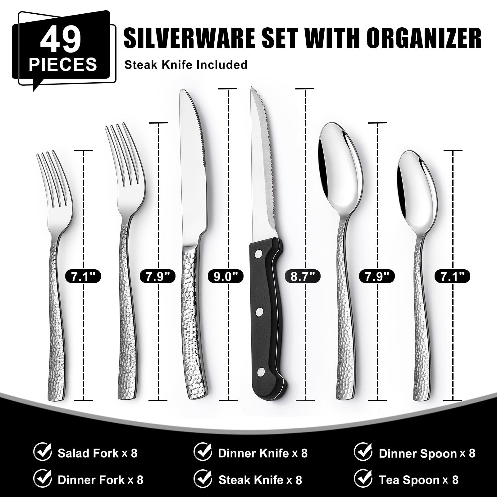 EWFEN stainless steel dinner knives with a mirror-polished finish for elegant meals.