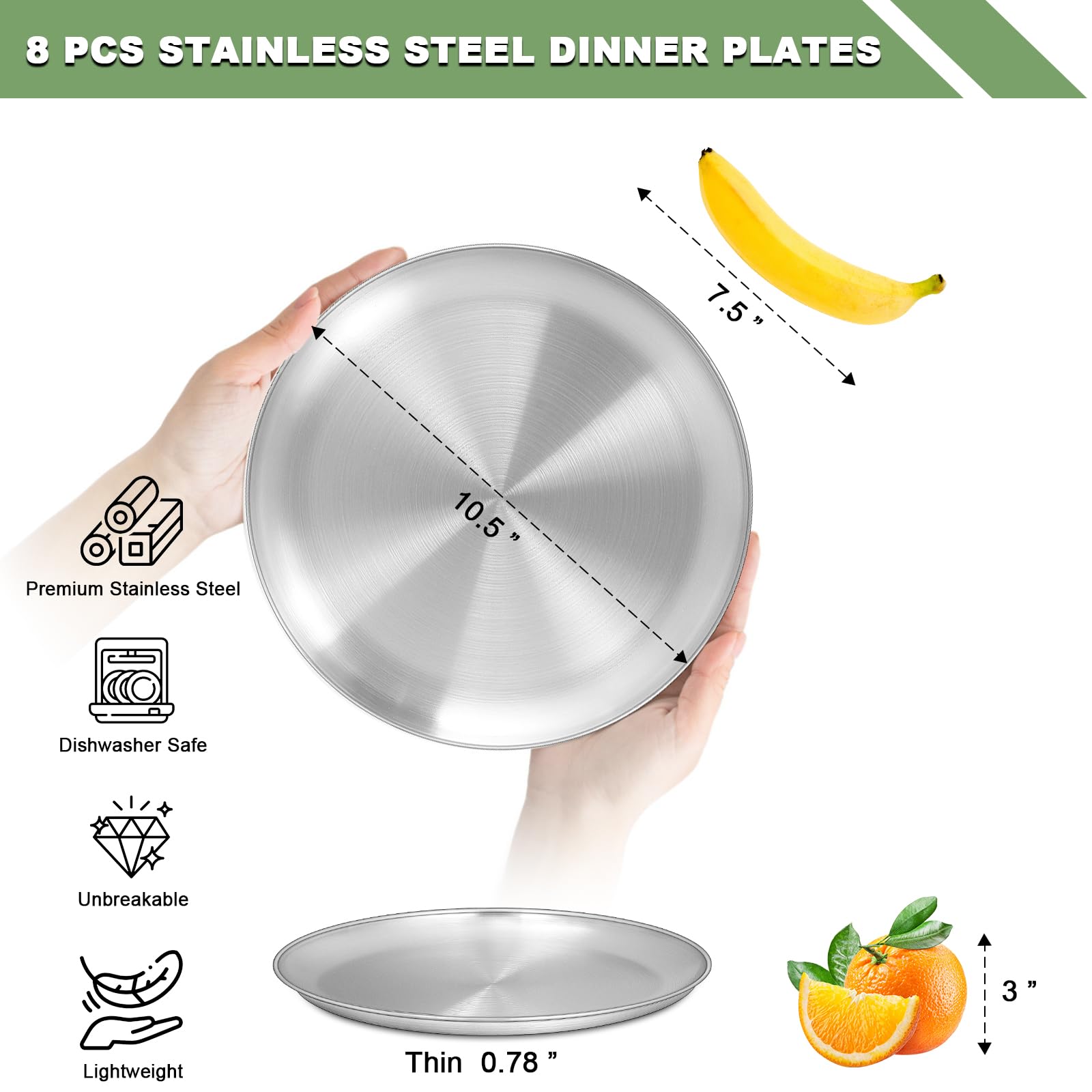 EWFEN stainless steel plate with shatterproof design for outdoor meals.