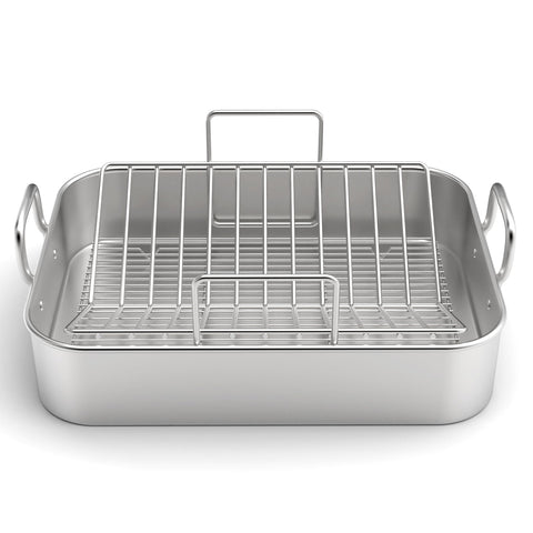 EWFEN stainless steel roasting pan 17x13 with even-browning capability and smooth finish