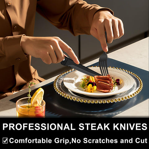 EWFEN steak knives and forks designed for sturdy performance at meals.