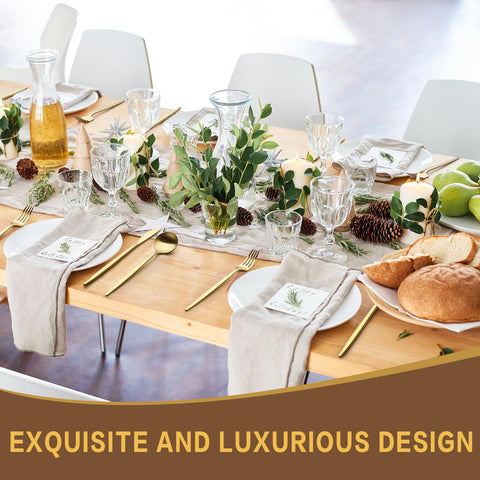 ewfen table setting featuring spoons, forks and knives, durable stainless steel for daily use.