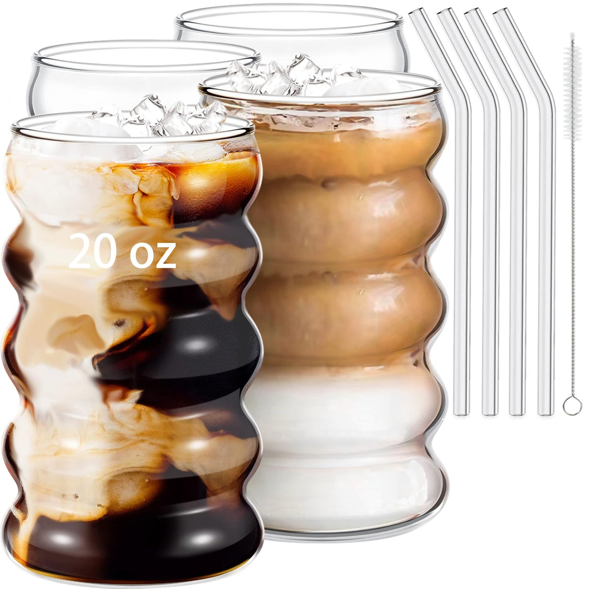 Ework4U 4-pcs 20oz glasses set for iced beverages.