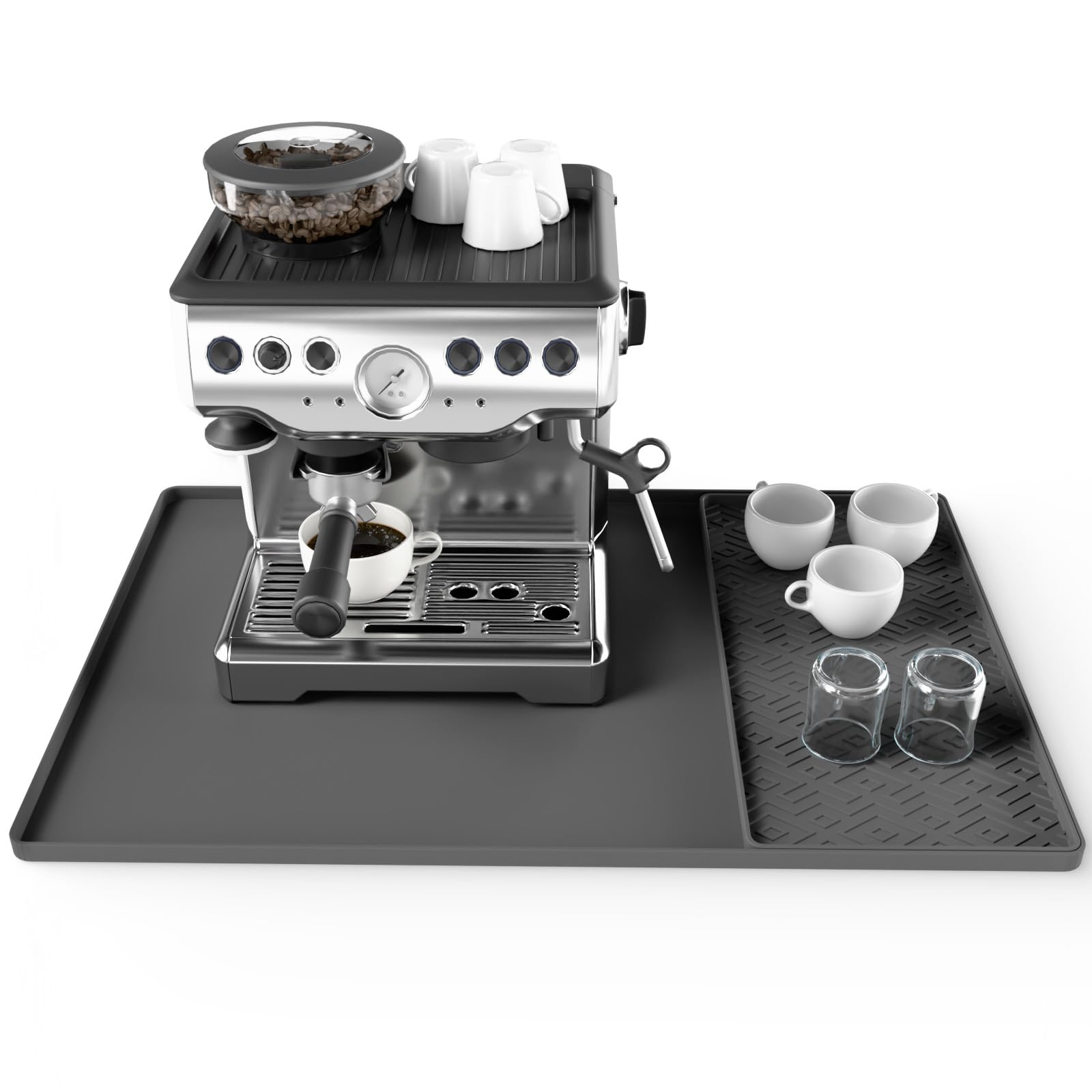 EWX silicone coffee mat top view showing ample workspace for cups and accessories