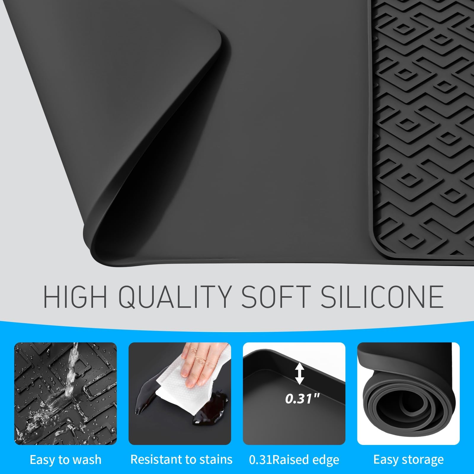 EWX silicone coffee mat placed under a dish rack for drying and organization