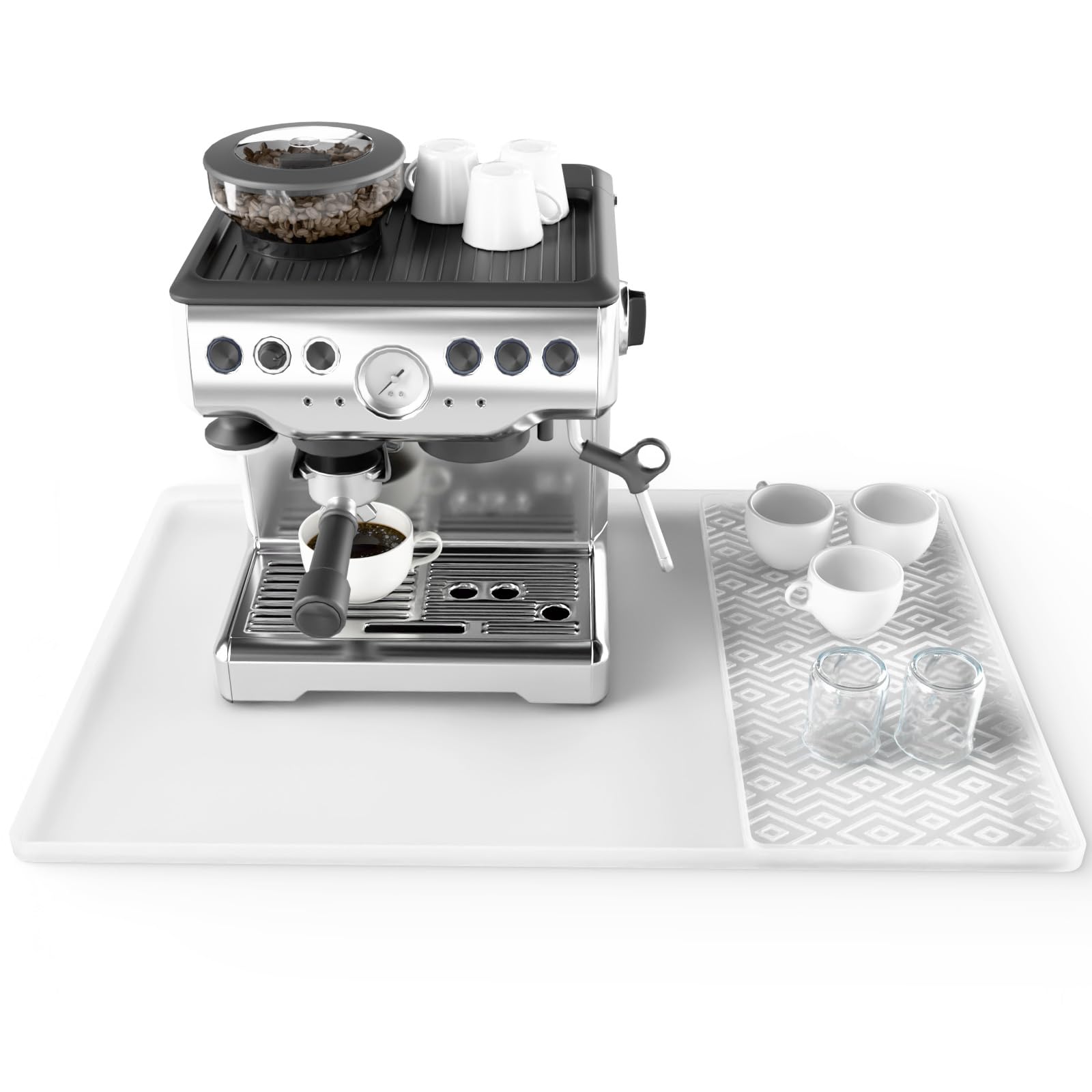 EWX silicone coffee mat with 24x16 surface protects countertops and stabilizes cups.