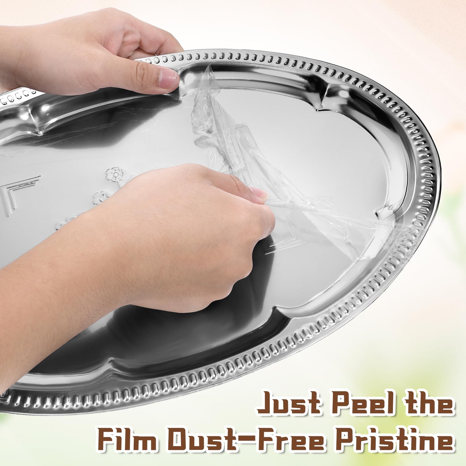 Exclaith floral-engraved tray close-up enhances table decor
