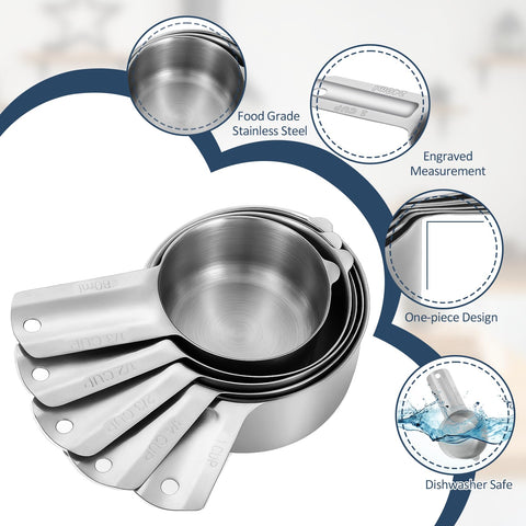 Exclaith measuring cups durable 304 stainless steel withstands heavy use.