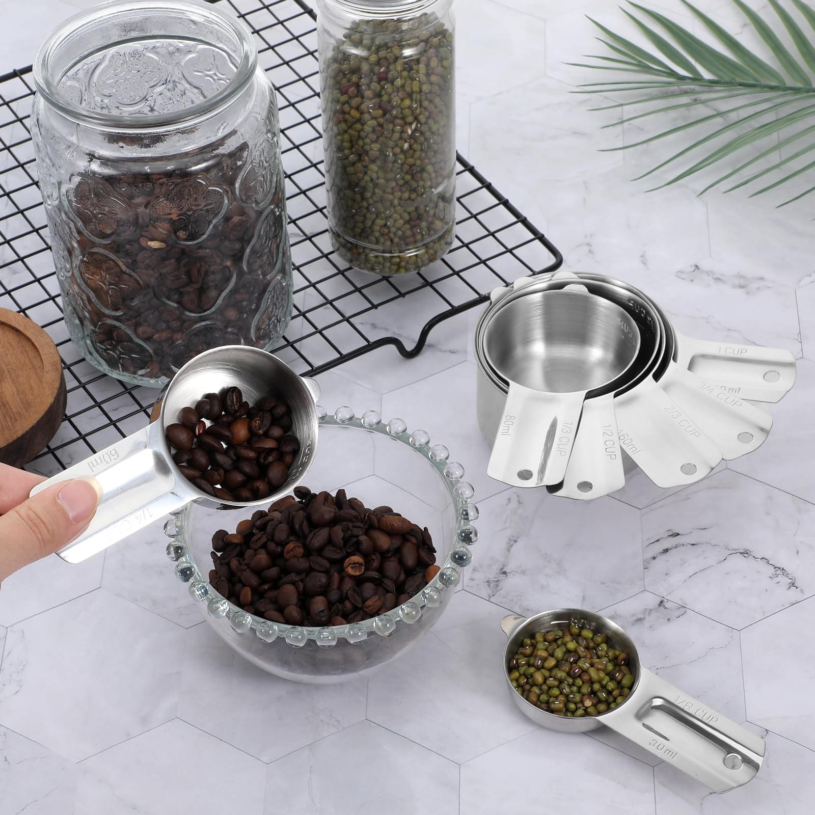 Exclaith measuring cups etched measurements for quick, accurate dosing.