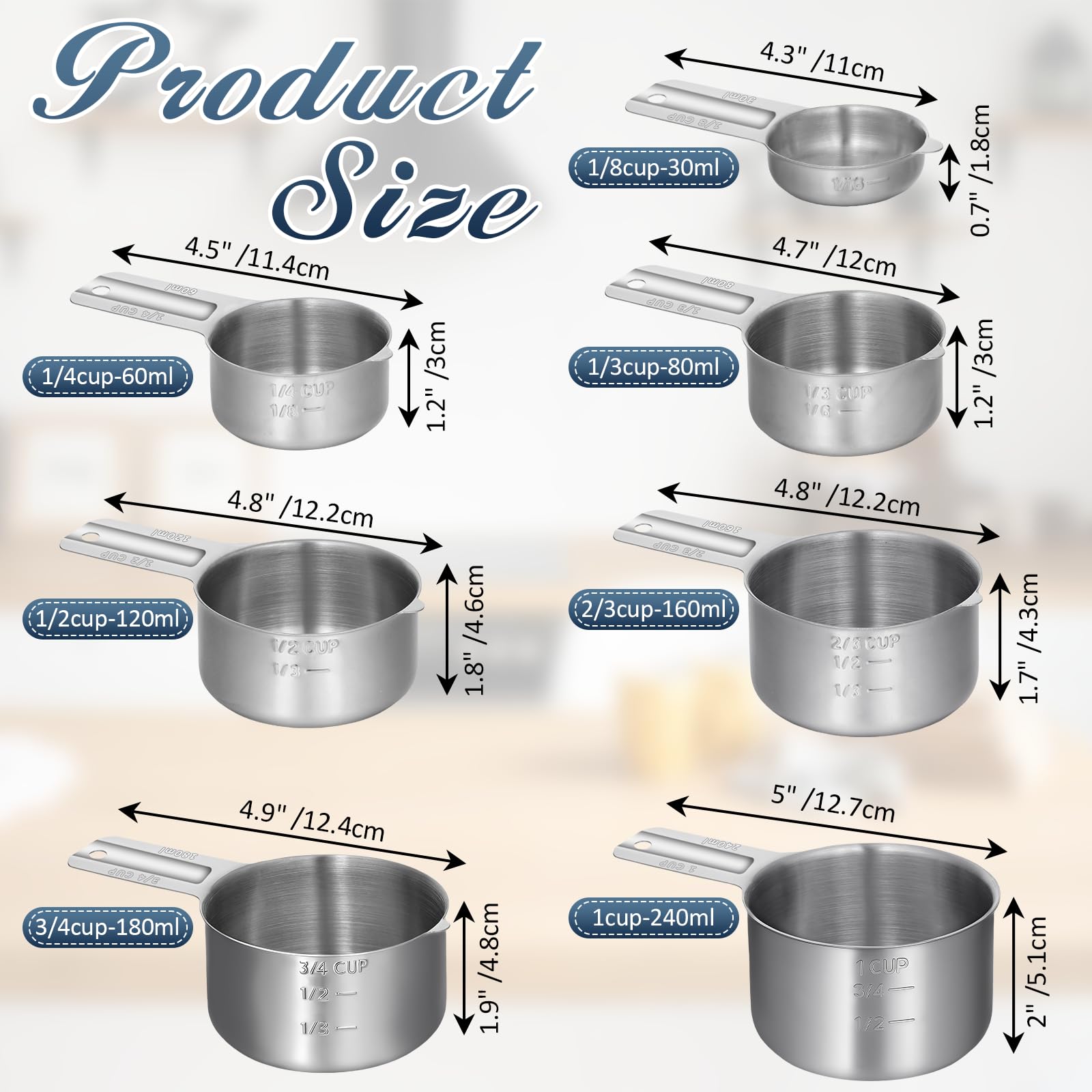 Exclaith measuring cups nesting design saves kitchen space and organizes easily.