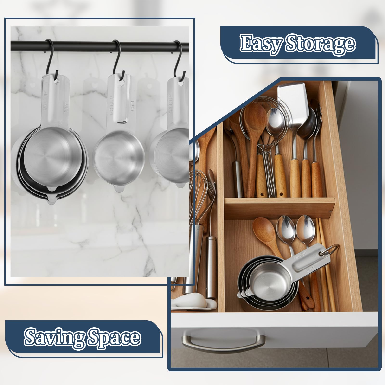 Exclaith measuring cups ring hanger keeps tools within reach.