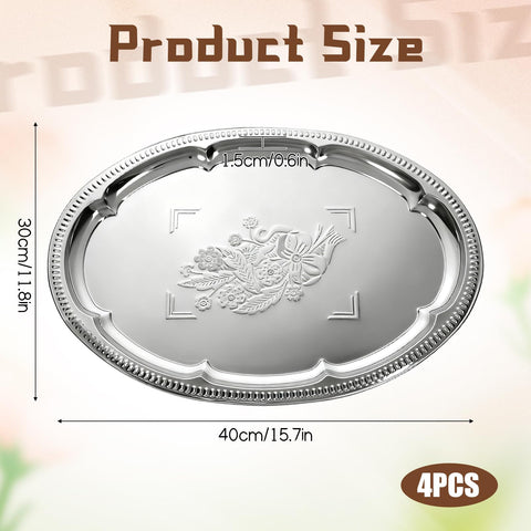 Exclaith oval silver tray with mirror finish enhances food display