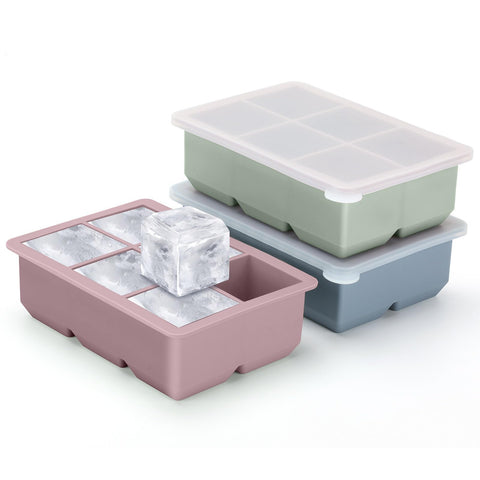 Excnorm silicone ice cube trays 3-pack with large cubes for cocktails.