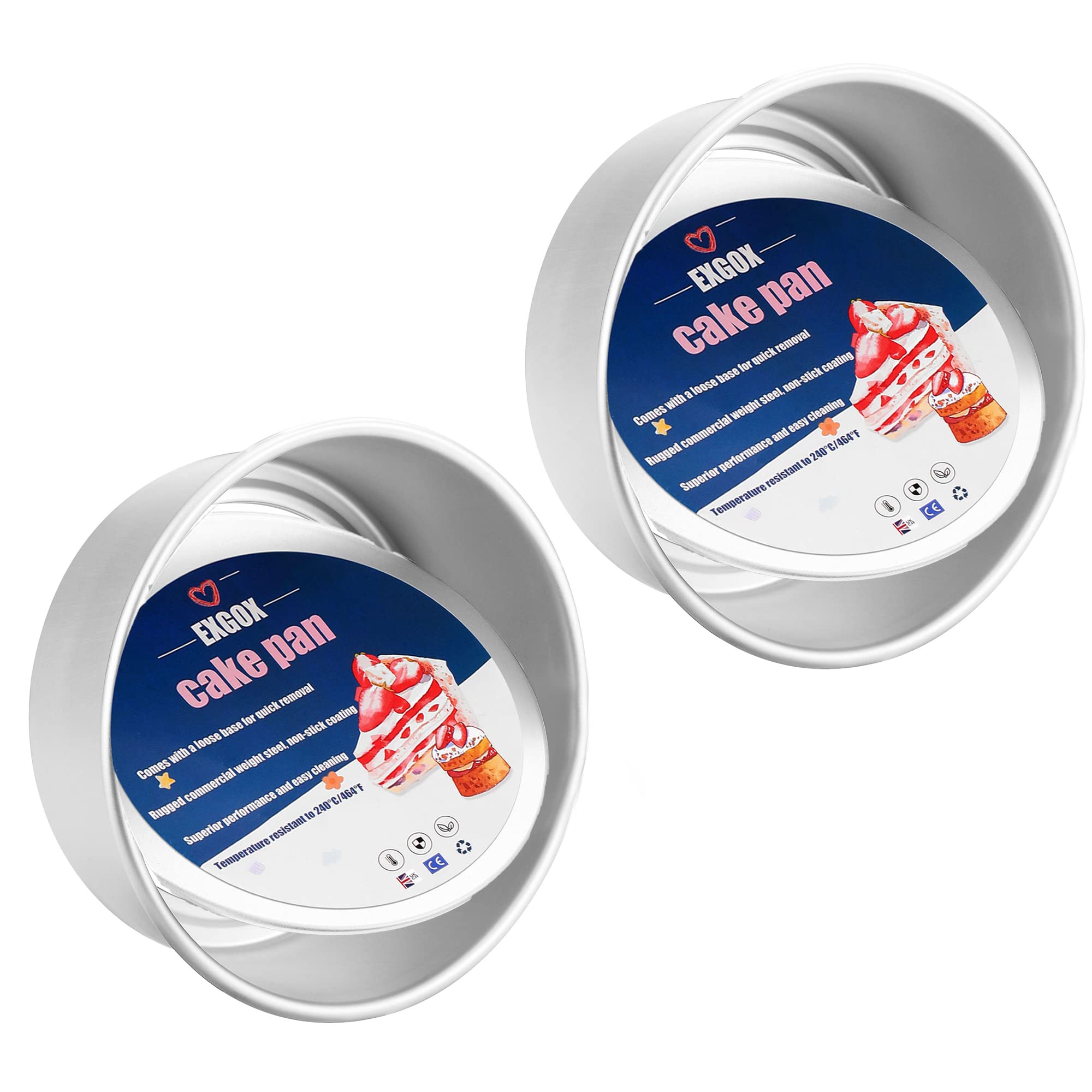 EXGOX 6-inch round cake pan with removable bottom for easy release.