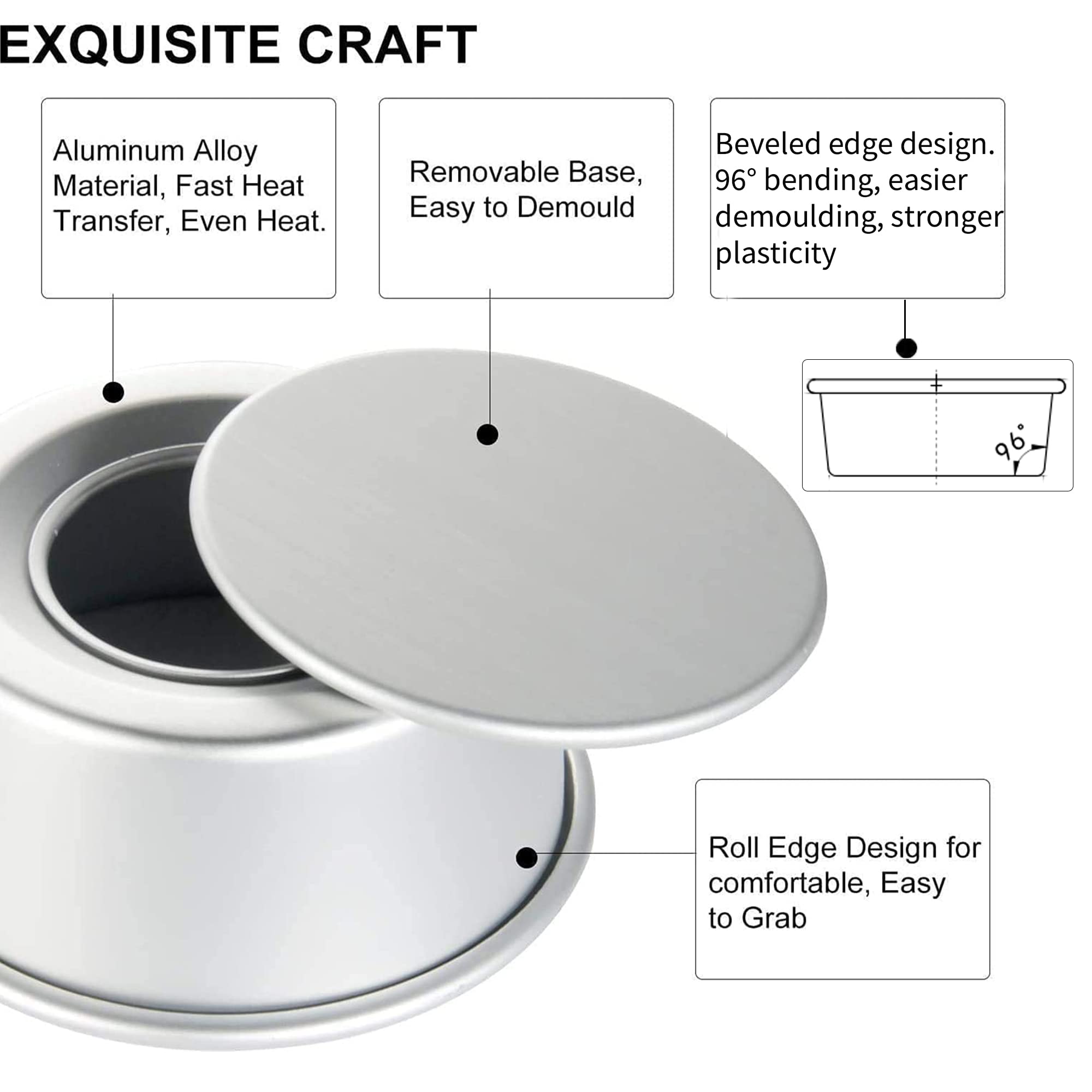 EXGOX removable bottom design simplifies cake removal and cleanup.