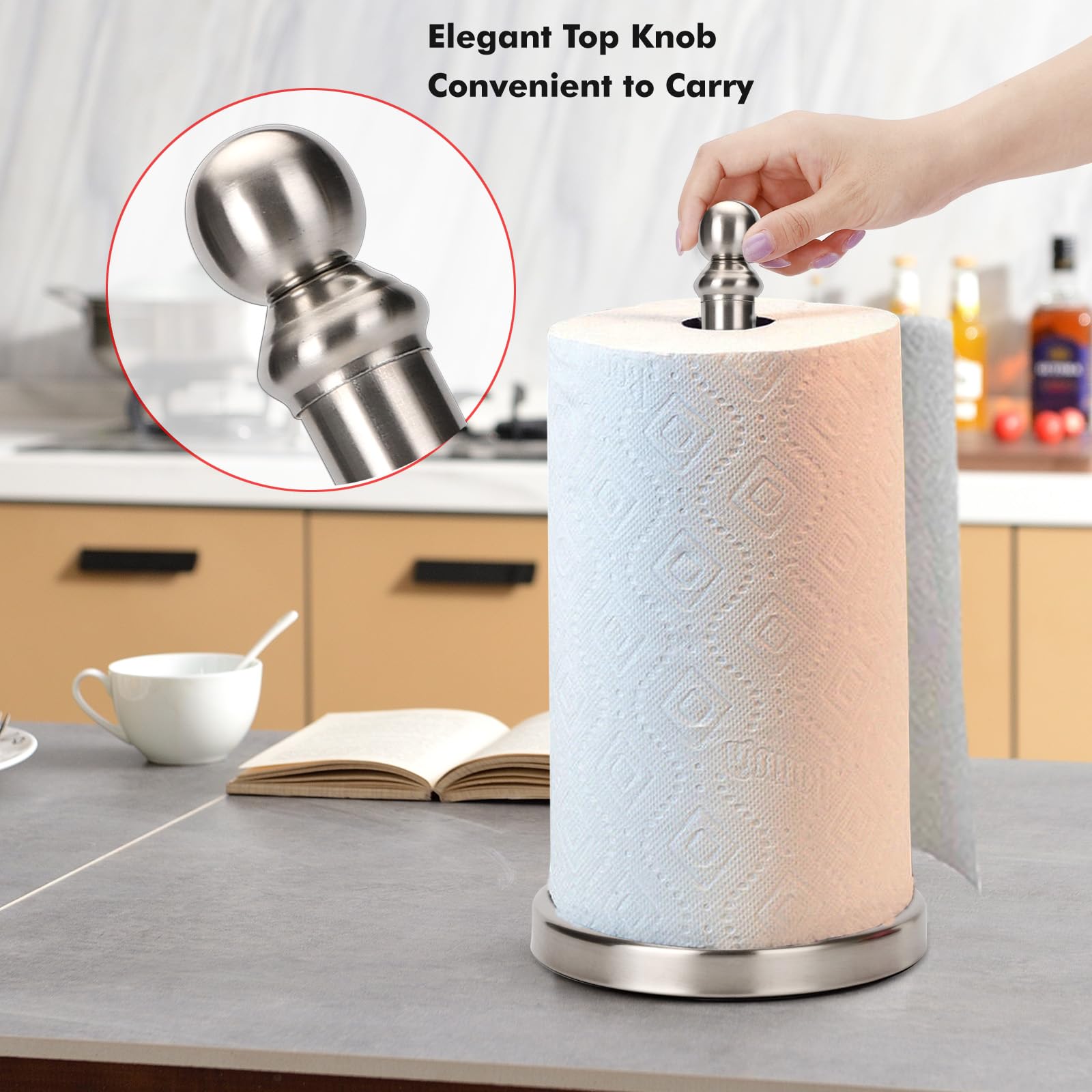 Exilon one-handed design lets you tear towels quickly with a stable weighted base.