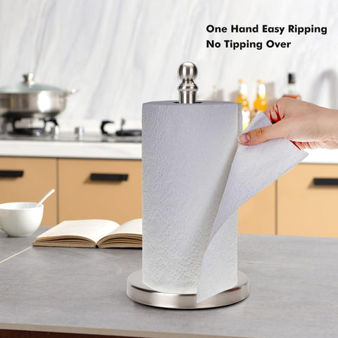 Exilon weighted base prevents tipping, supporting fast one-handed tearing in busy kitchens.