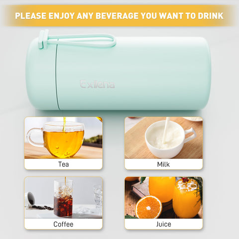 Exllena 10oz purse water bottle fits easily in bags.