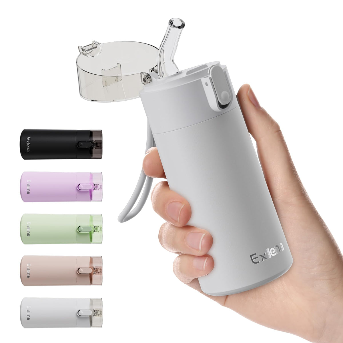 Exllena 5oz bottle with one-hand cap enables easy on-the-go sipping.