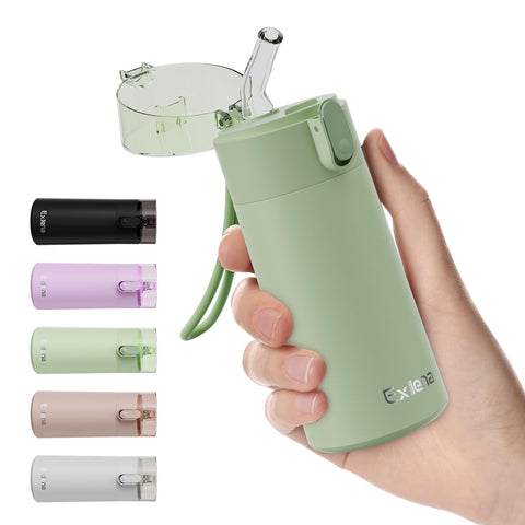 Exllena 5oz bottle with straw front view for easy on-the-go sipping